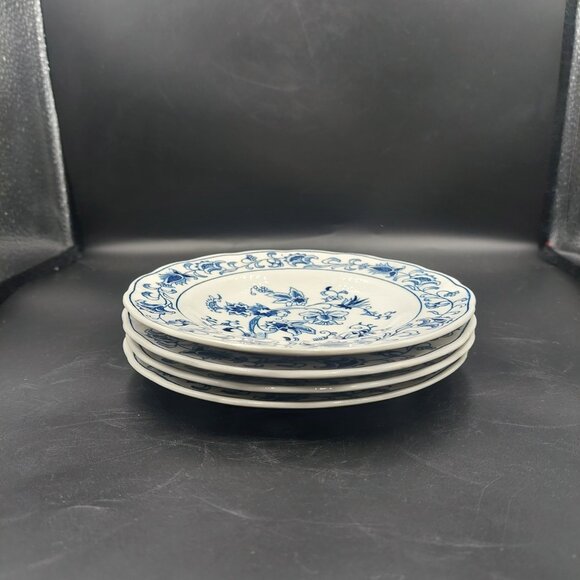 4 Vintage Double Phoenix MING TREE White Blue Ironstone Saucers Made In Japan - Picture 4 of 4